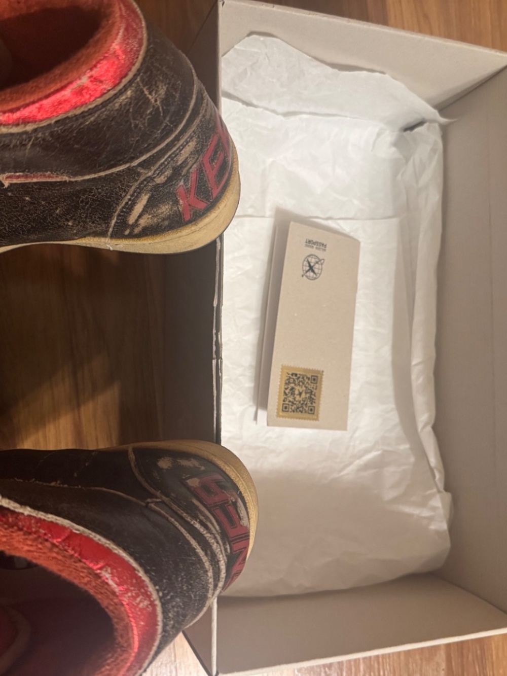 Golden Goose Sky Star High Top Sneakers Black Red Metallic Leather EU 44 US 11 - Picture 5 of 6